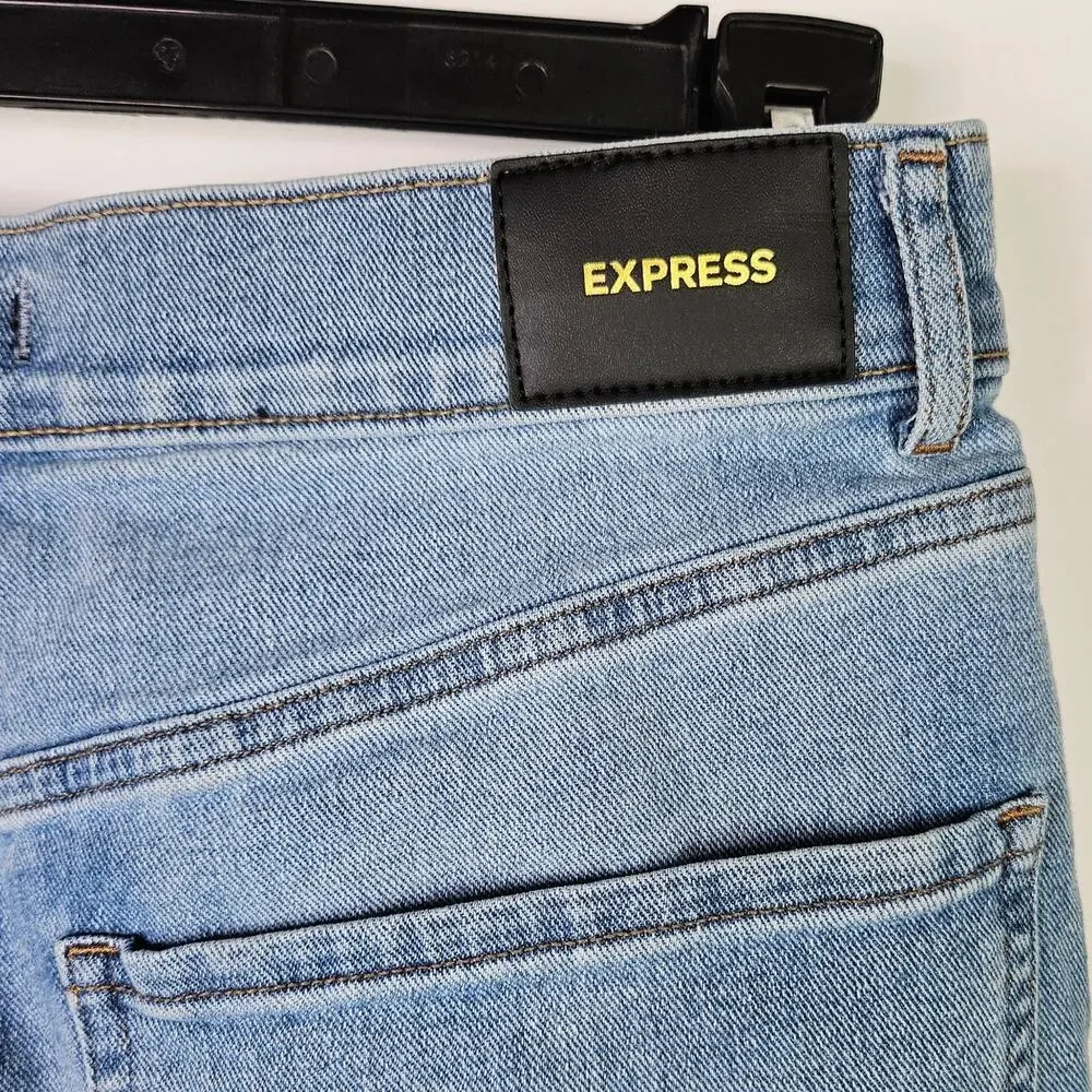 Express Women’s Slim Super High Rise Crop Jeans Size 10S Button Fly Medium Wash